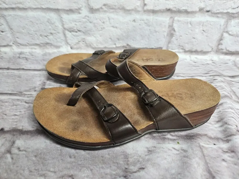 Sas Women's Sandals Size 6.5 Wide Brown Strappy